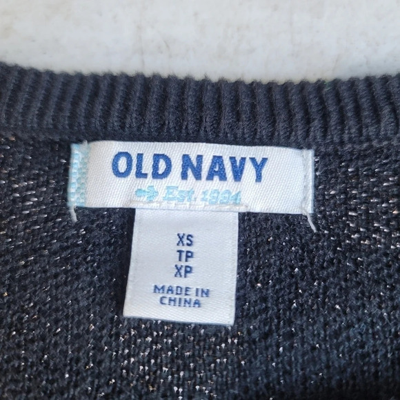 Old Navy Black Metallic Polka Dot Cardigan Sweater Women’s Cotton Blend Sz XS - Picture 6 of 8